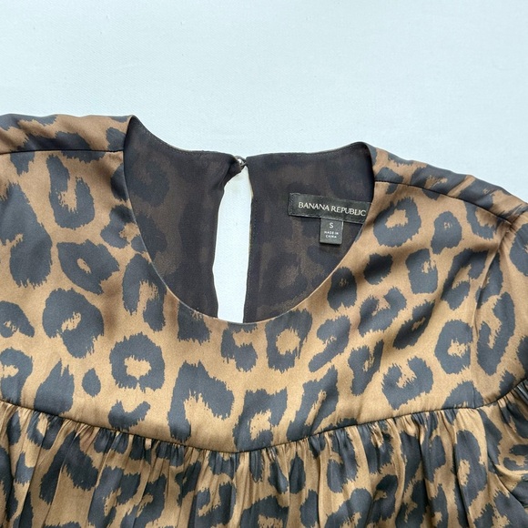 Banana Republic Animal Print Dress Long Sleeve Tiered Dress Size Small - Picture 4 of 6